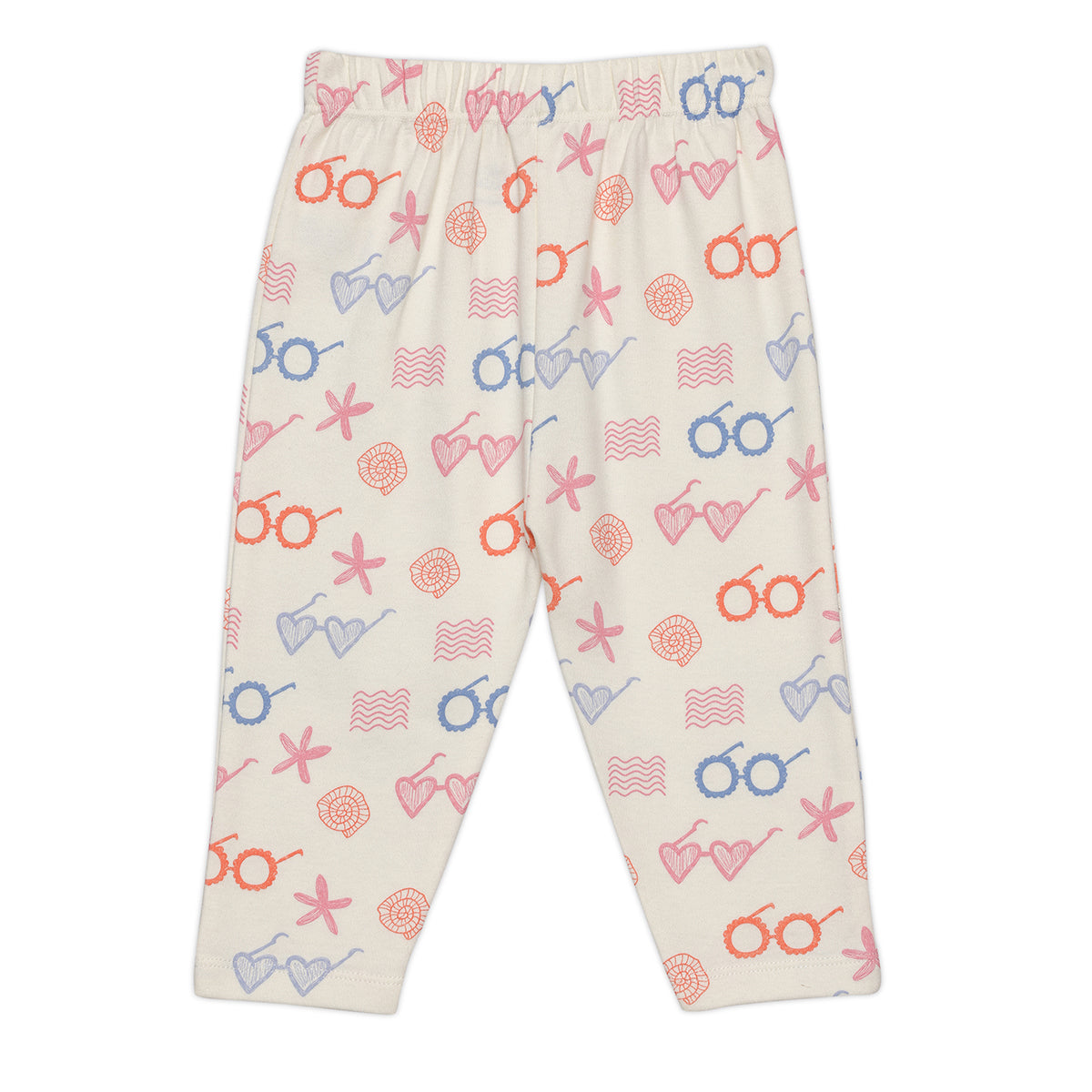 Baby Girls Solid And Sea Life Printed Knit Bottoms Pack Of 2, Multicolor