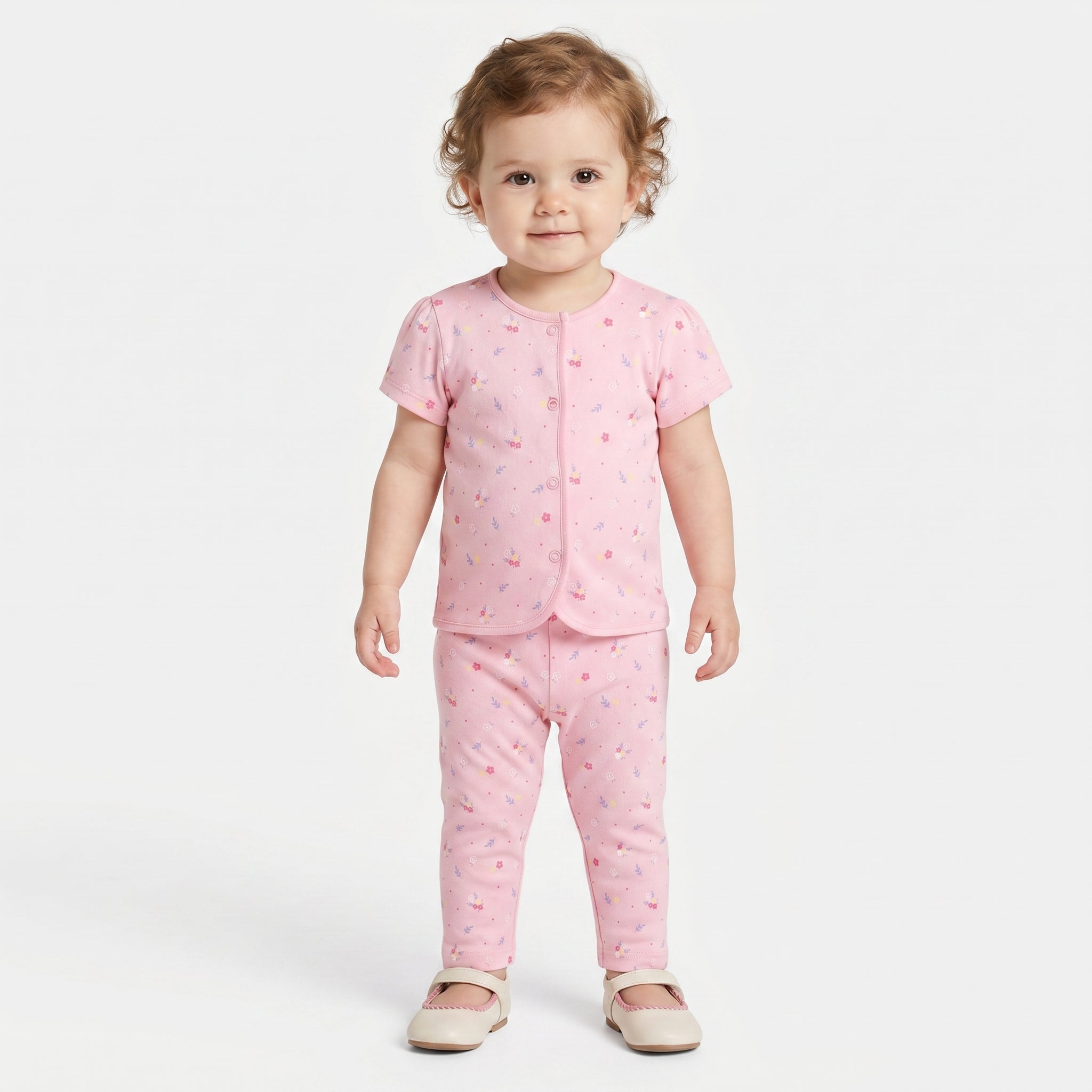 Baby Girls Duck and Floral Print Knit Bottom Pack of 2, Pink and Lavender