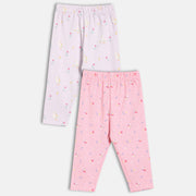 Baby Girls Duck and Floral Print Knit Bottom Pack of 2, Pink and Lavender