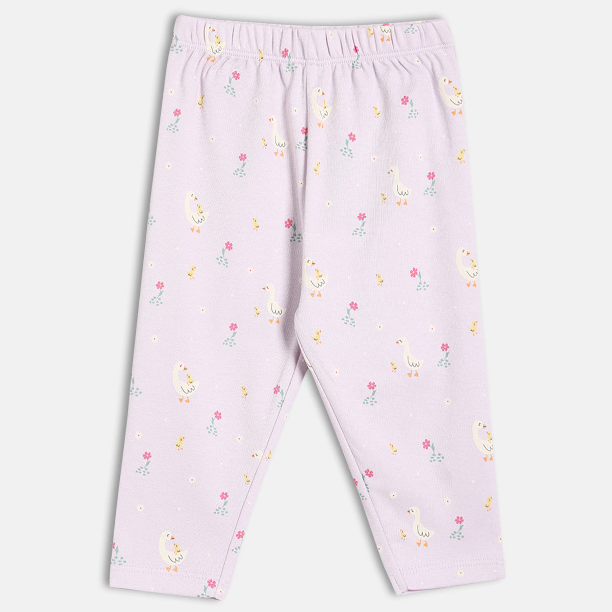 Baby Girls Duck and Floral Print Knit Bottom Pack of 2, Pink and Lavender