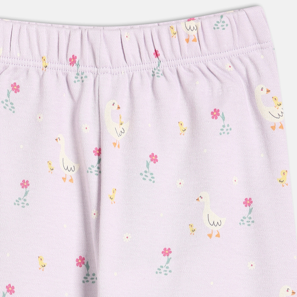 Baby Girls Duck and Floral Print Knit Bottom Pack of 2, Pink and Lavender
