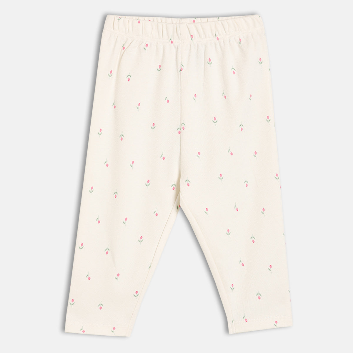Baby Girls Printed And Solid Knit Bottoms Pack Of 2, White And Green