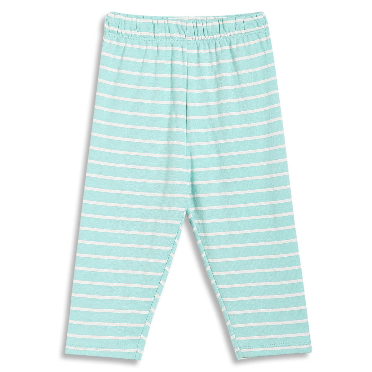 Baby Girls Striped and Solid Leggings Pack of 2, Mint Green & Yellow