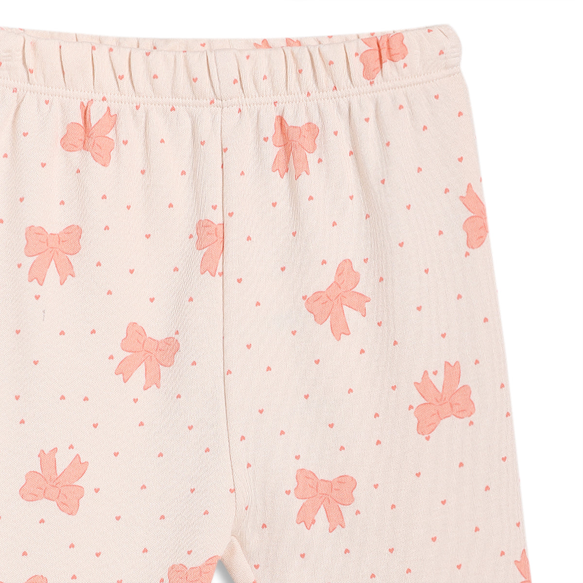 Baby Girls Bow Print and Solid Leggings Pack of 2, Peach & Mint Green