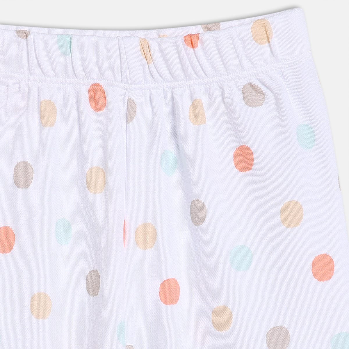Baby Girls Polka Print and Solid Leggings Pack of 2, White & Peach