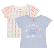 Baby Girls Checked And Text Printed Knit Tops  Pack Of 2, Multicolor