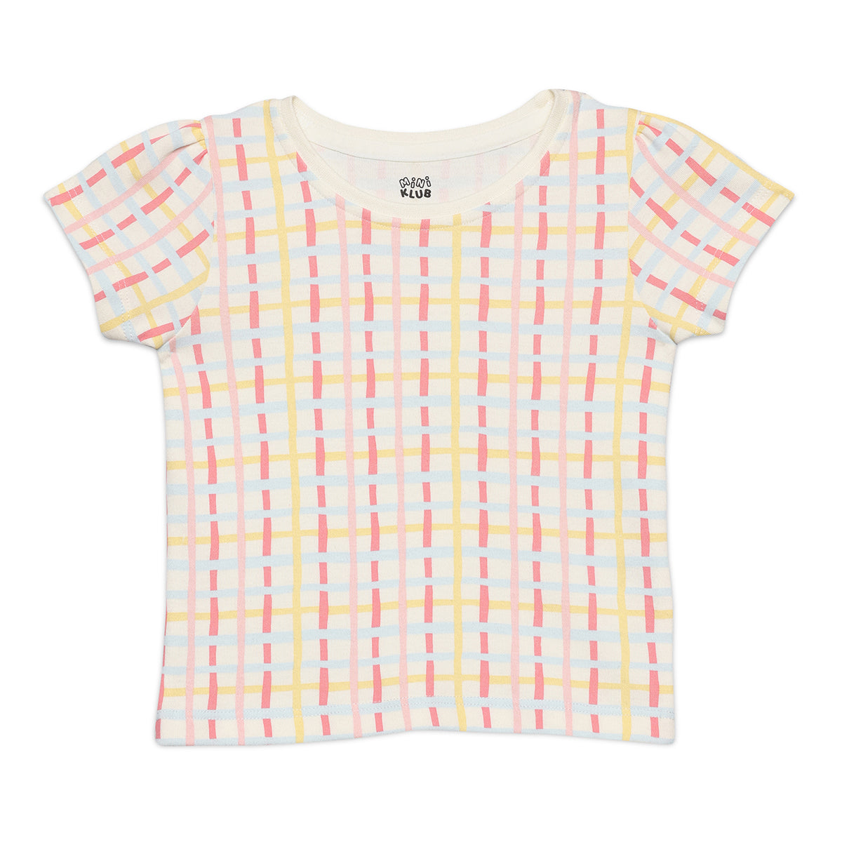 Baby Girls Checked And Text Printed Knit Tops  Pack Of 2, Multicolor