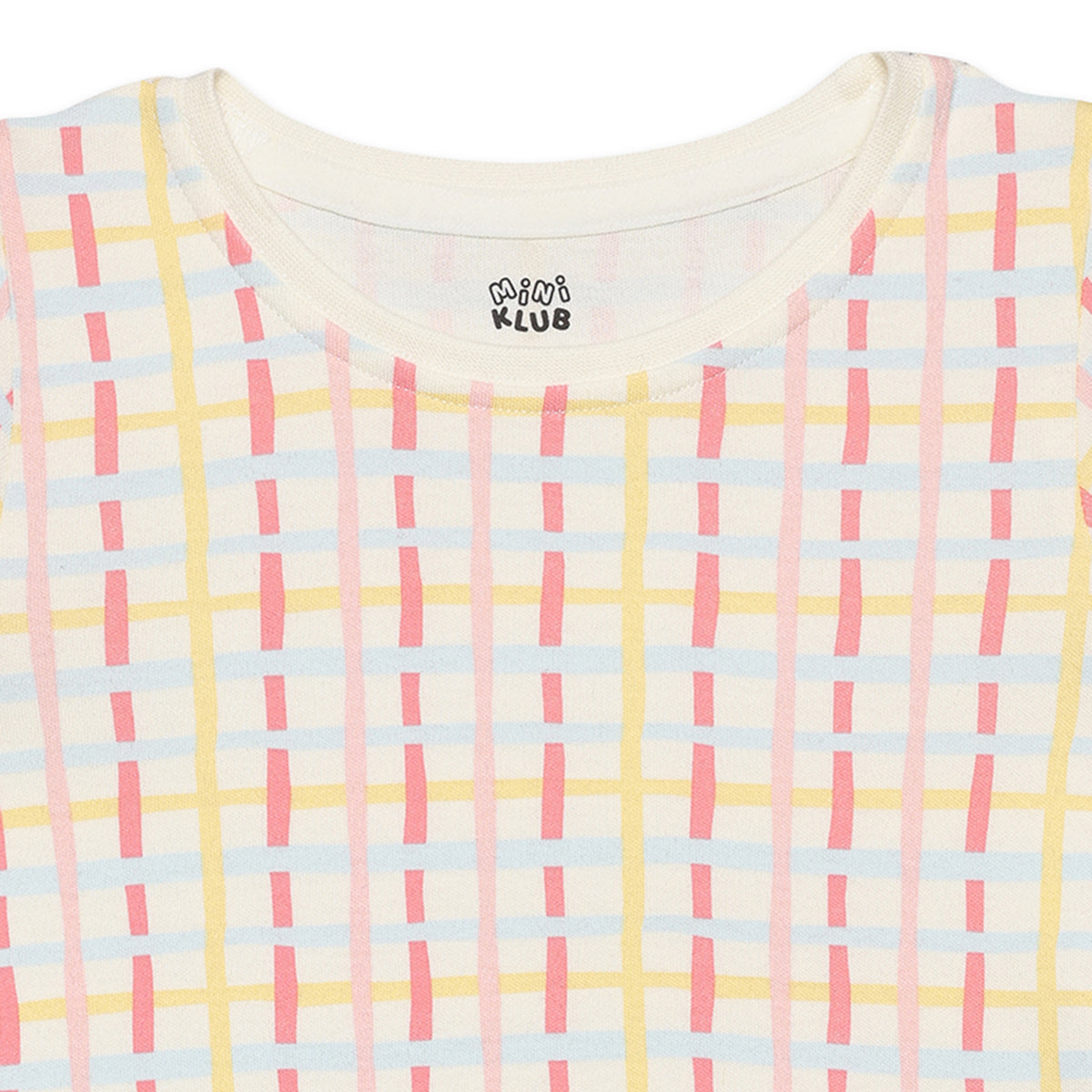 Baby Girls Checked And Text Printed Knit Tops  Pack Of 2, Multicolor