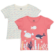 Baby Girls Sea Life Printed T-Shirts Pack Of 2, Multicolor