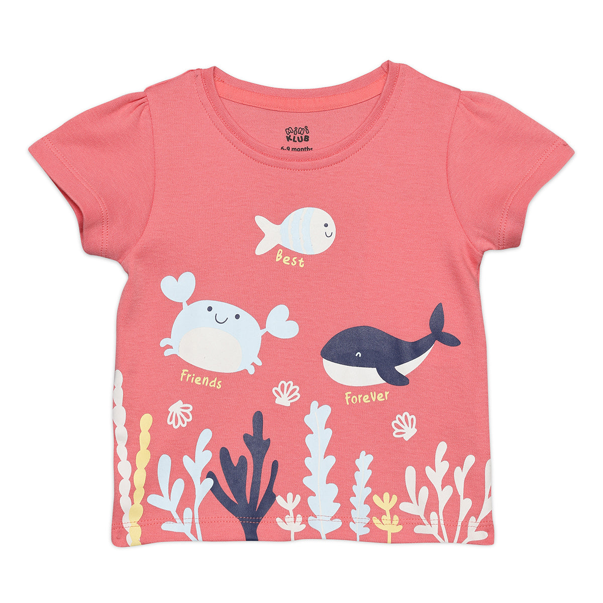 Baby Girls Sea Life Printed T-Shirts Pack Of 2, Multicolor