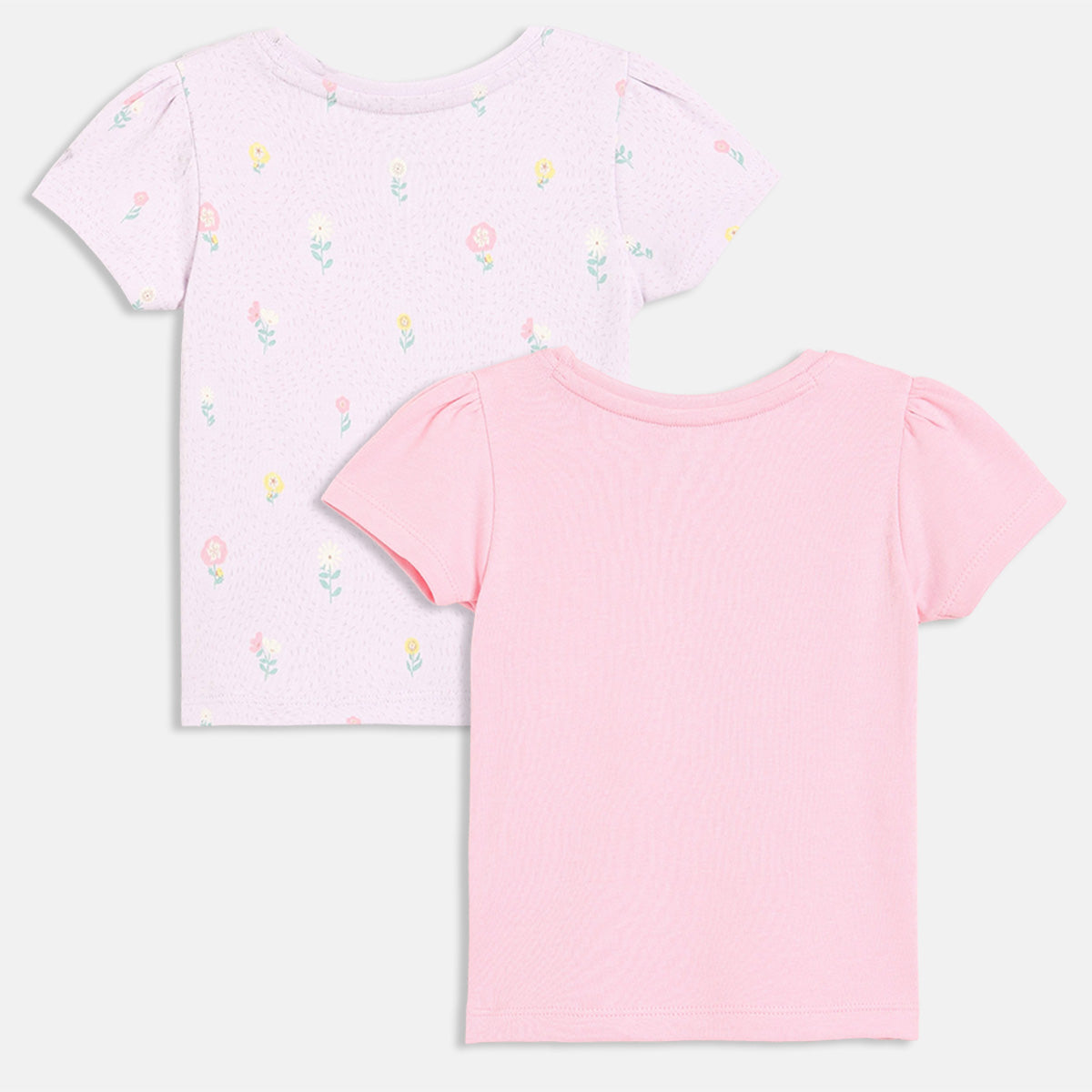 Baby Girls Printed Tops Pack Of 2, Pink And Light Lilac