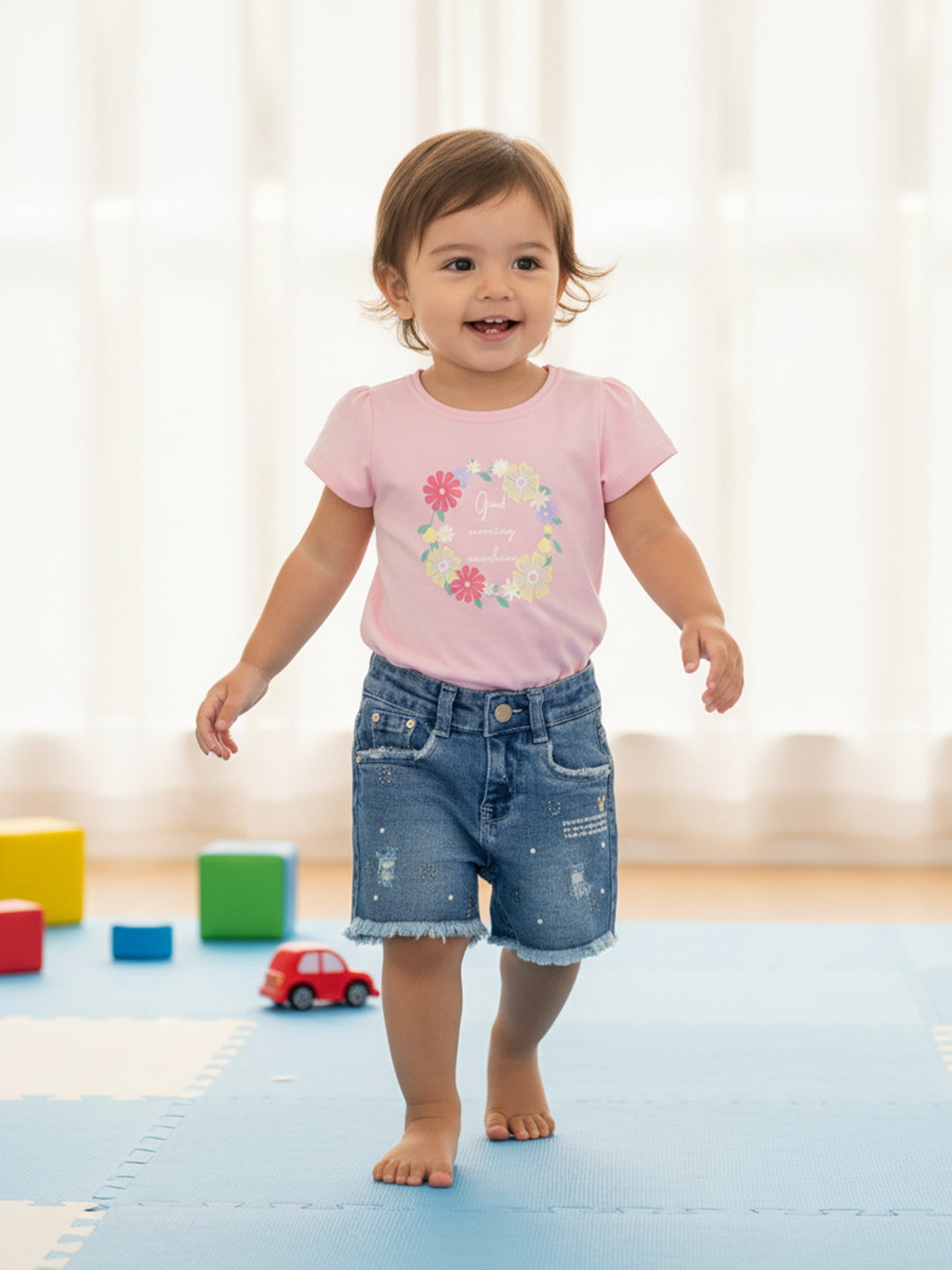 Baby Girls Printed Tops Pack Of 2, Pink And Light Lilac