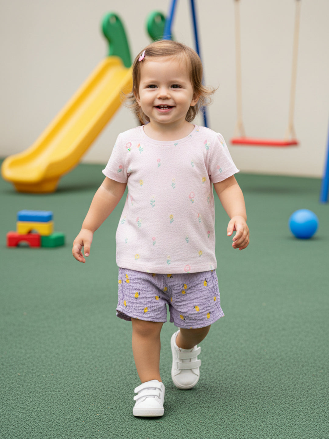 Baby Girls Printed Tops Pack Of 2, Pink And Light Lilac