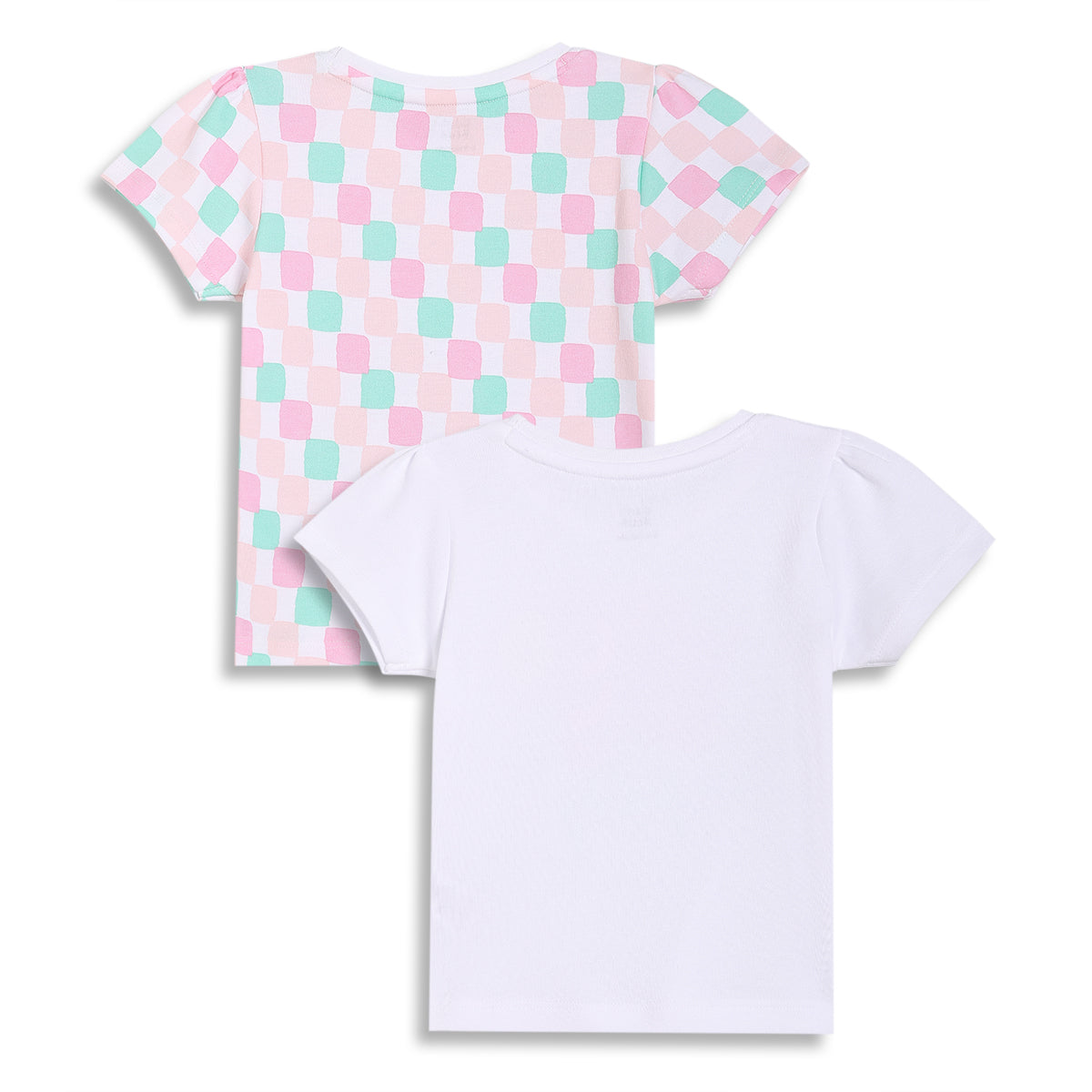 Baby Girls Graphic Print Knit Tops Pack of 2, White & Pastel Multicolour