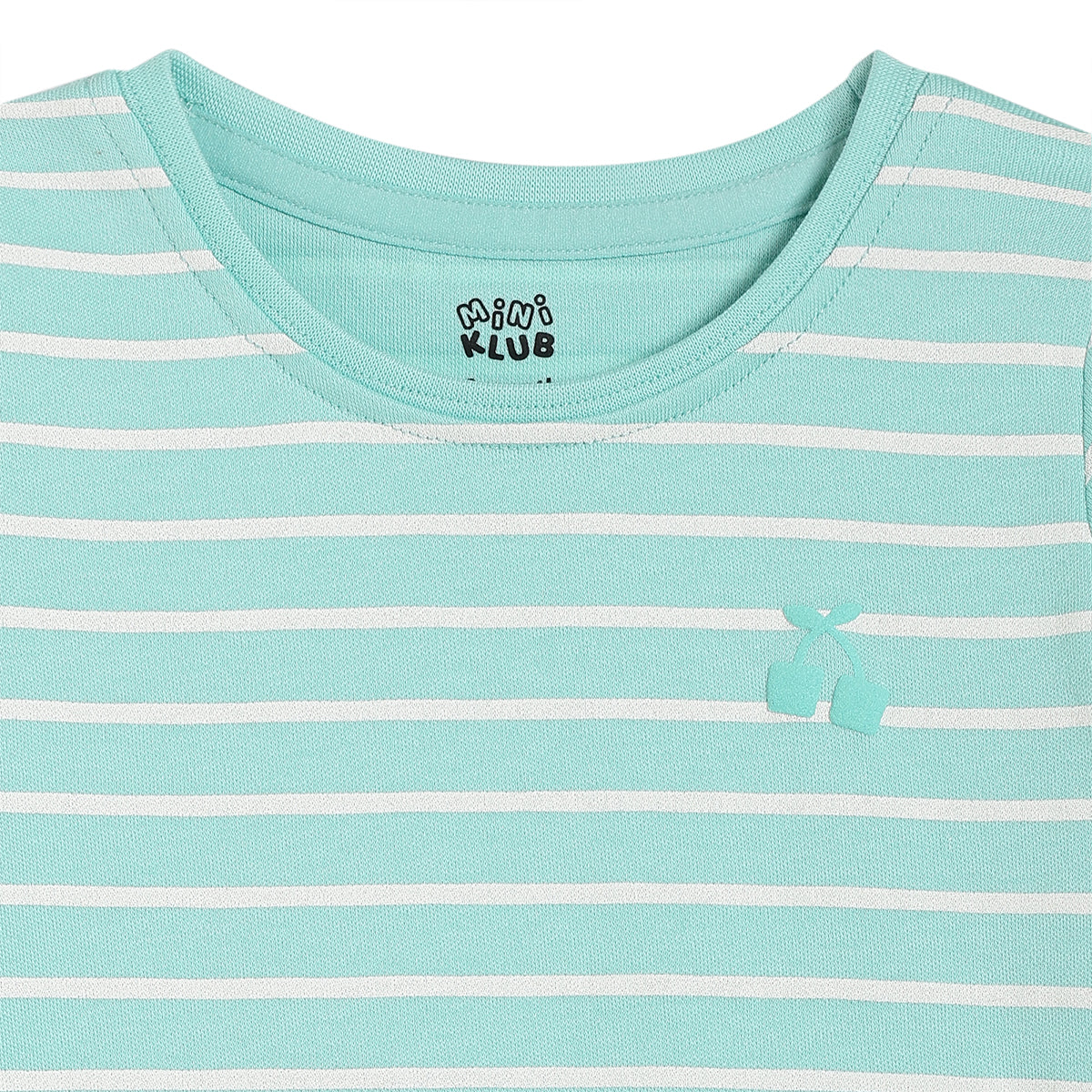 Baby Girls Striped and Cherry Print Knit Tops Pack of 2, Mint Green & Yellow