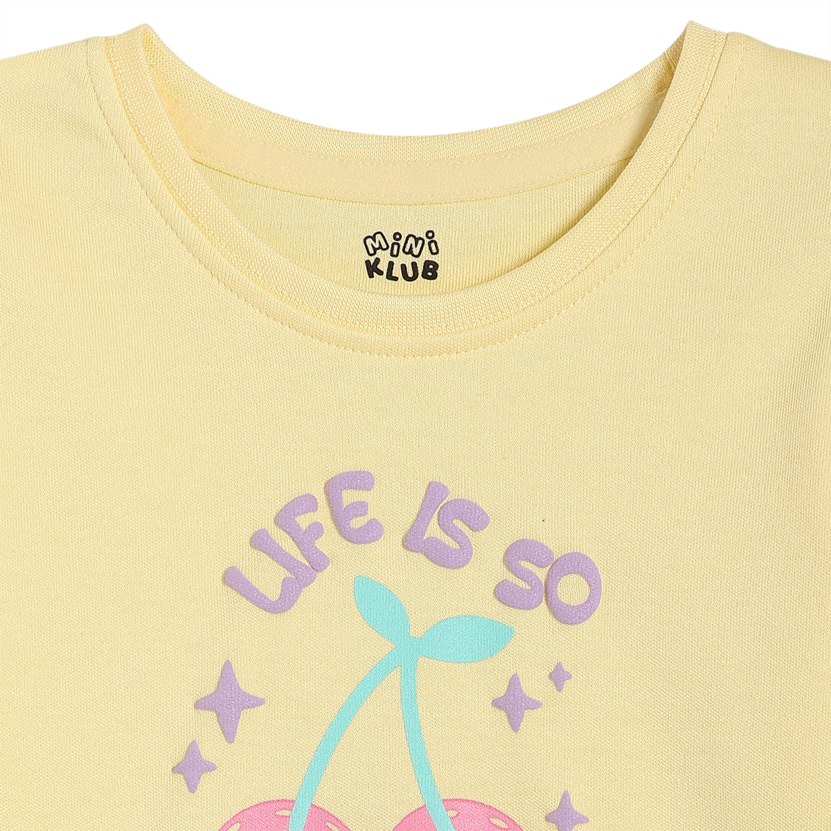 Baby Girls Striped and Cherry Print Knit Tops Pack of 2, Mint Green & Yellow