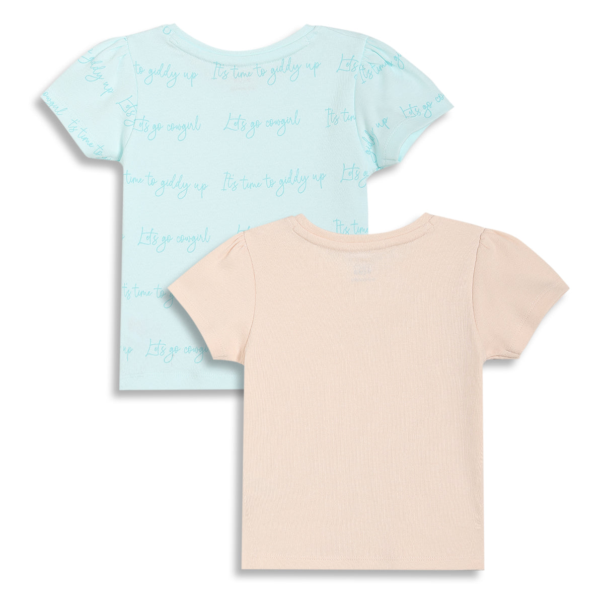 Baby Girls Unicorn Print Tops Pack of 2, Mint and Beige