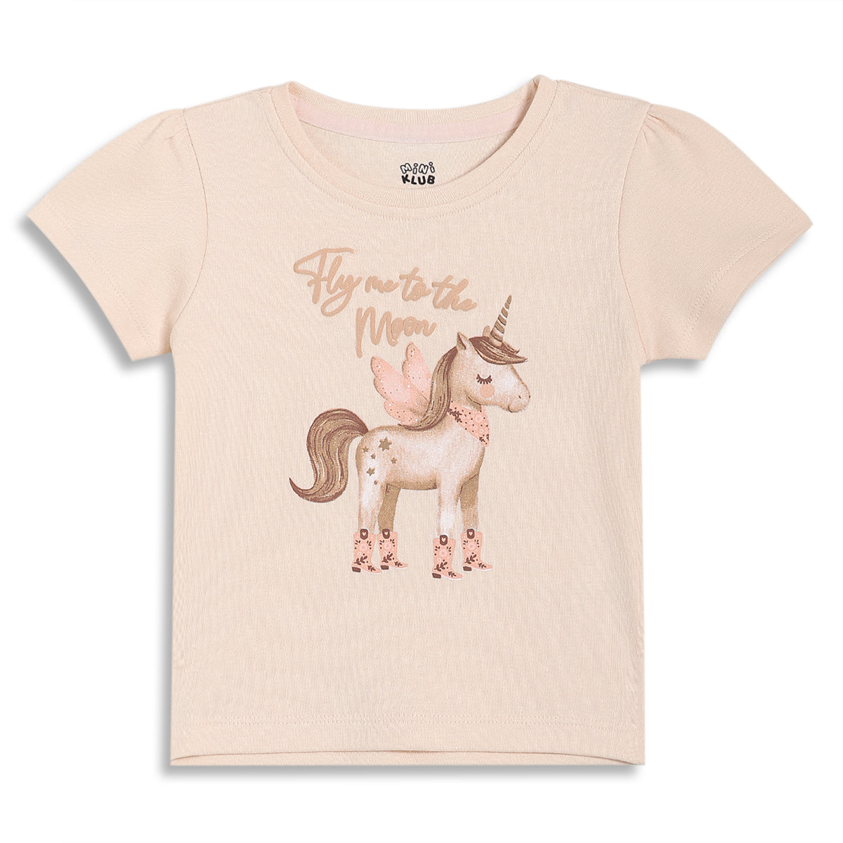Baby Girls Unicorn Print Tops Pack of 2, Mint and Beige