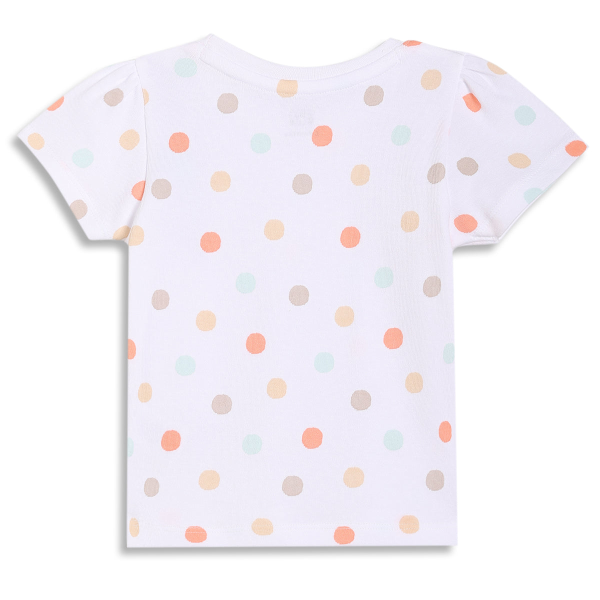Baby Girls Polka Dot and Wild Child Print Tops Pack of 2, White and Peach