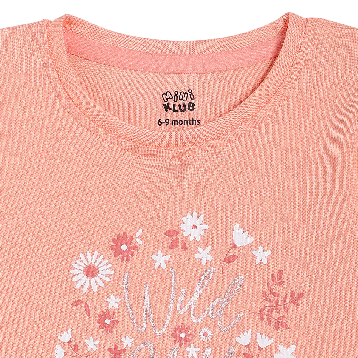 Baby Girls Polka Dot and Wild Child Print Tops Pack of 2, White and Peach