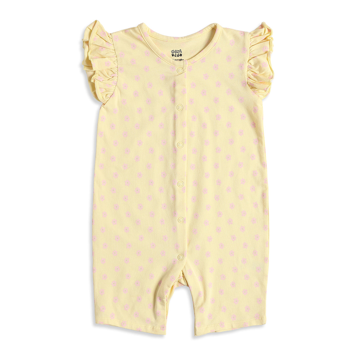 Baby Girls Pack of 2 Printed Cotton Rompers with Flutter Sleeves