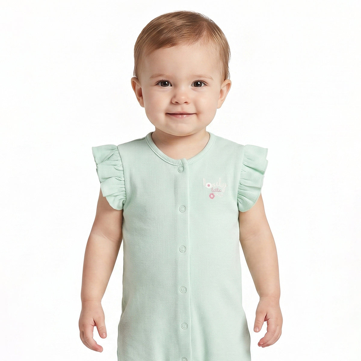 Baby Girls Pack of 2 Printed Cotton Rompers with Flutter Sleeves