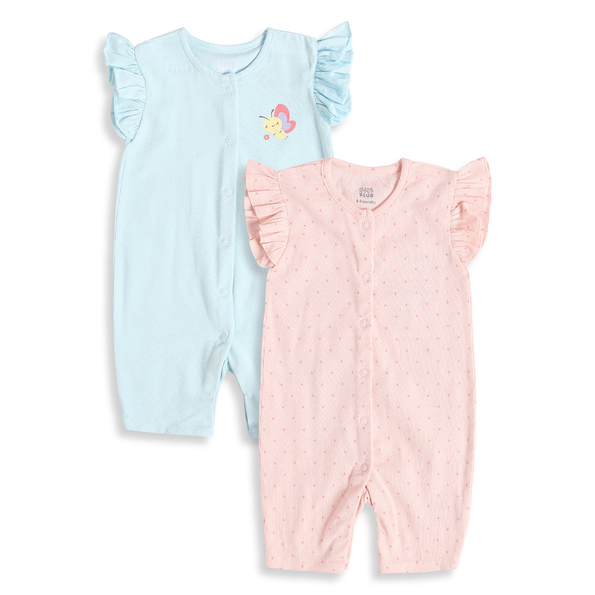 New Born And Baby Girls Romper Pack Of Two - Multi