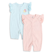 New Born And Baby Girls Romper Pack Of Two - Multi