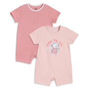 Baby Girls Pink And Coral Cotton Printed Rompers Pack Of 2 Regular Fit Casual Wear