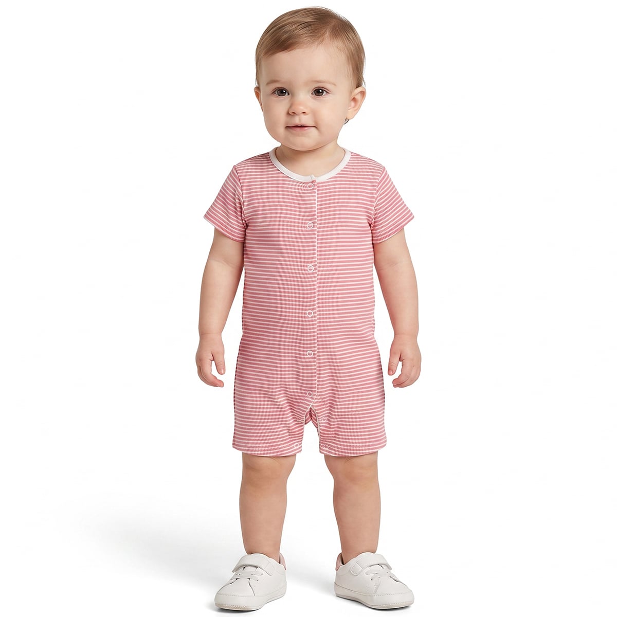 Baby Girls Pink And Coral Cotton Printed Rompers Pack Of 2 Regular Fit Casual Wear