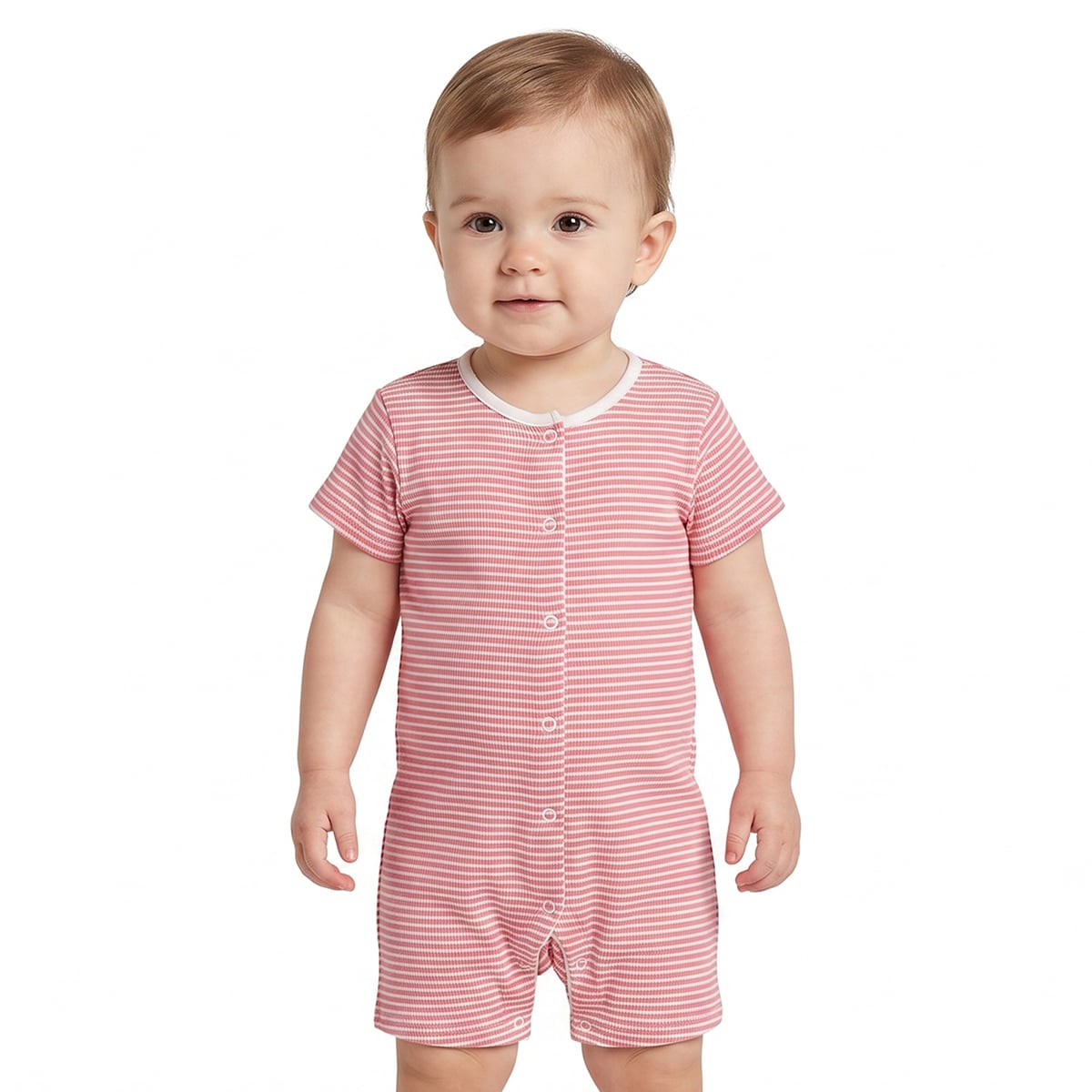 Baby Girls Pink And Coral Cotton Printed Rompers Pack Of 2 Regular Fit Casual Wear