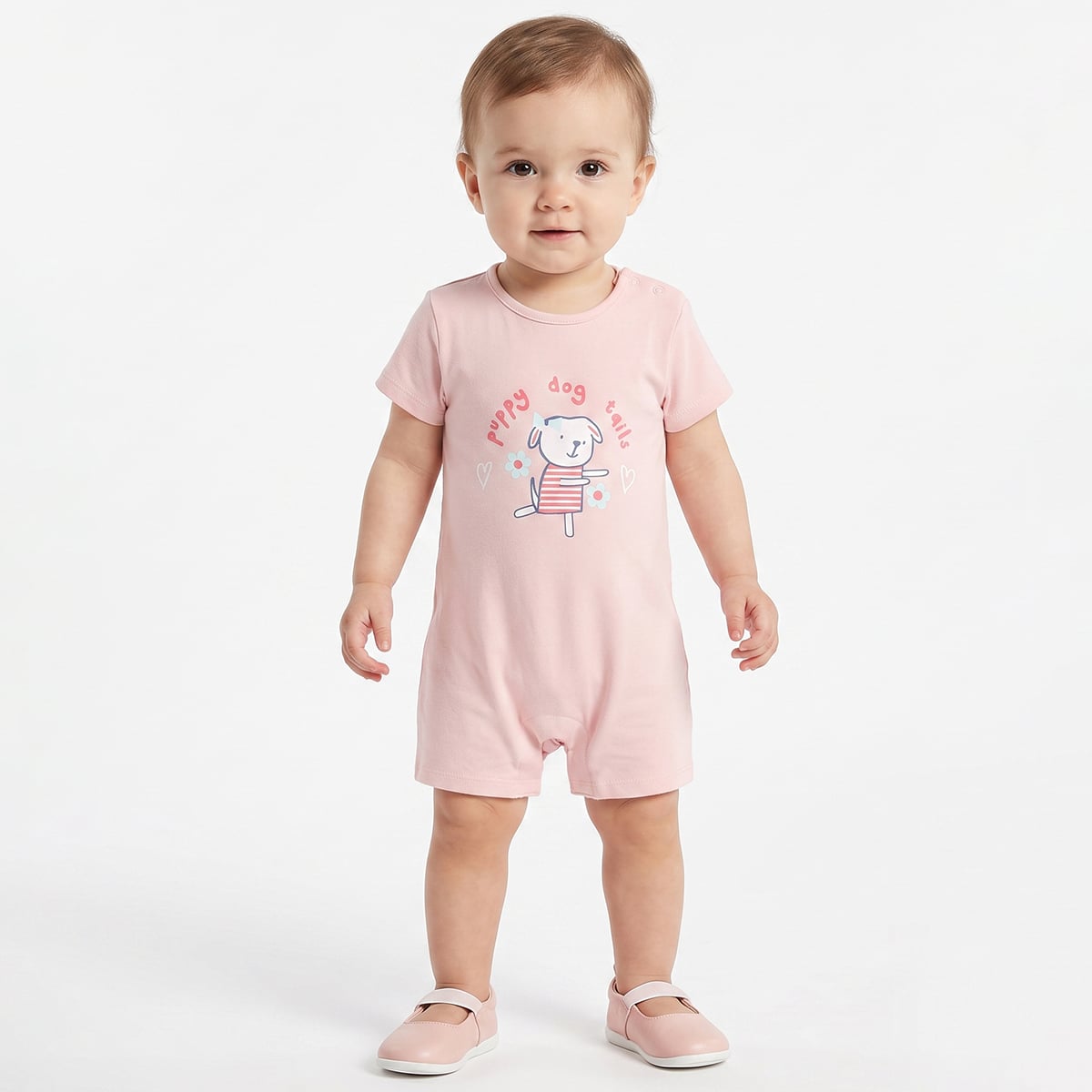 Baby Girls Pink And Coral Cotton Printed Rompers Pack Of 2 Regular Fit Casual Wear