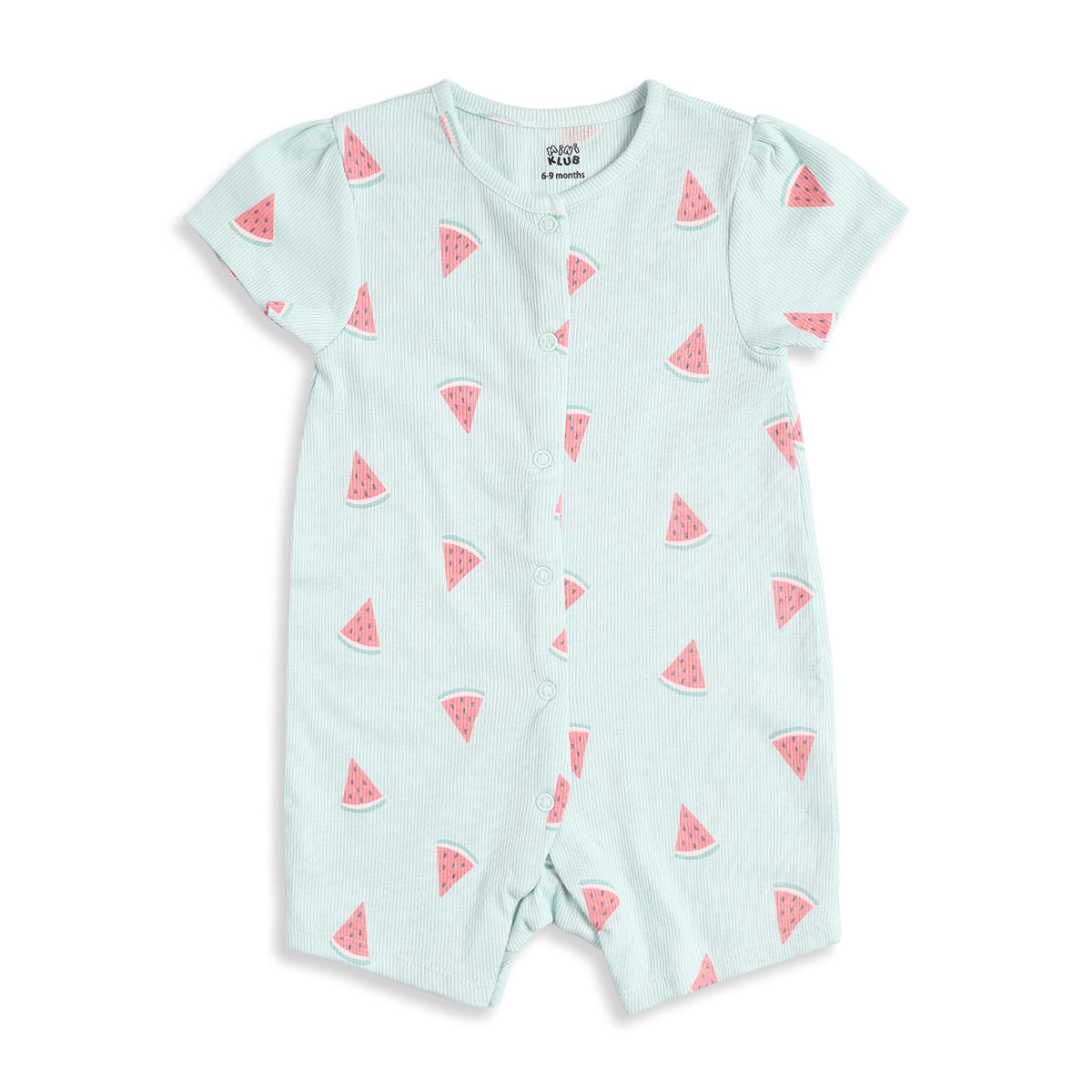 Baby Girls Pack of 2 Printed Cotton Rompers with Front Snap Closure and Short Sleeves