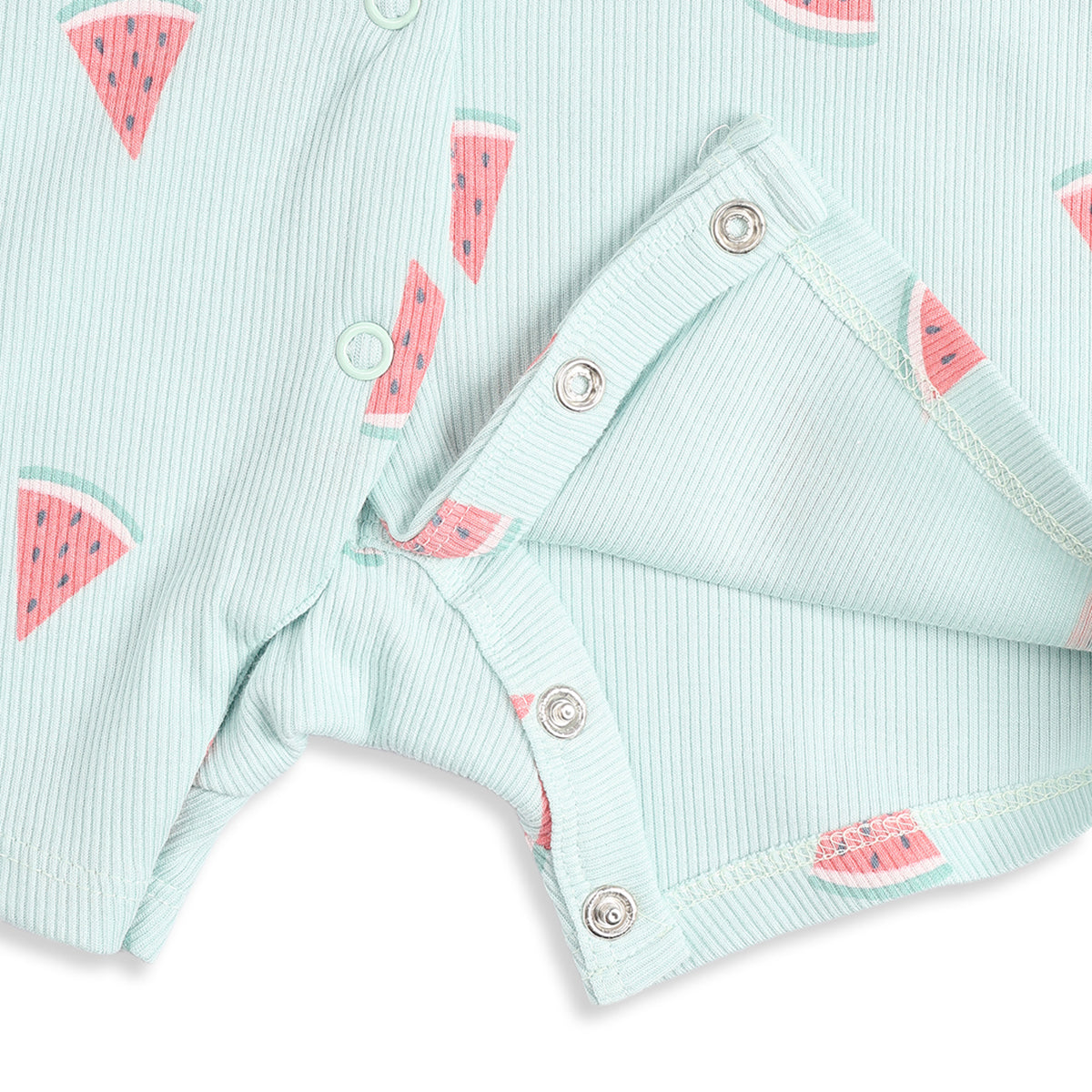 Baby Girls Pack of 2 Printed Cotton Rompers with Front Snap Closure and Short Sleeves