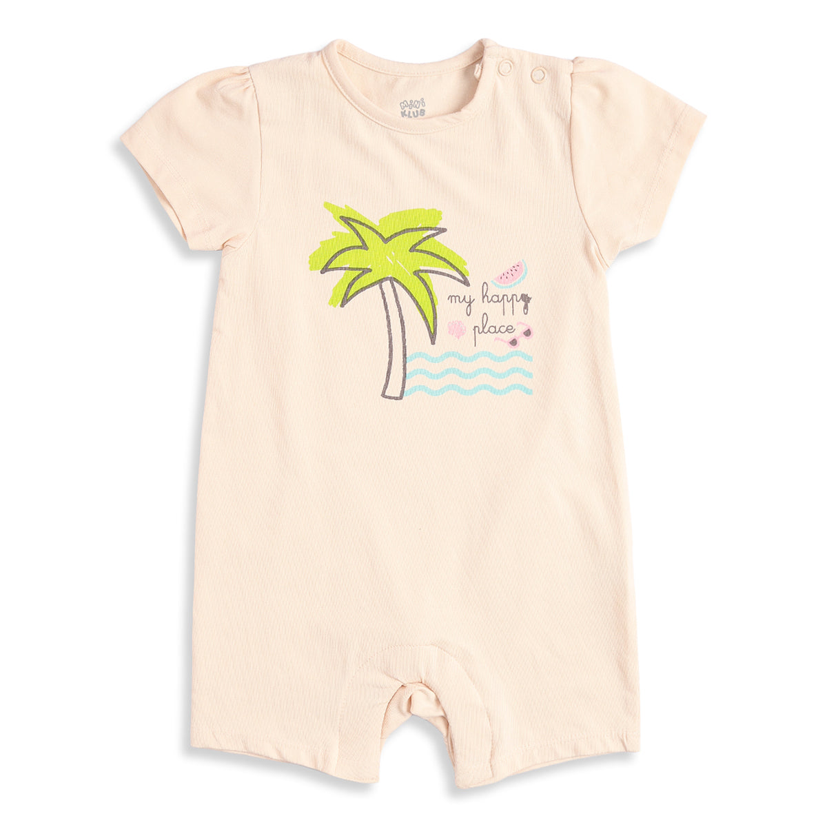 Baby Girls Pack of 2 Printed Cotton Rompers with Front Snap Closure and Short Sleeves