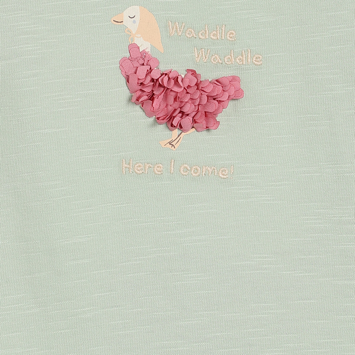 Baby Girls Duck Applique Romper with Headband, Light Green