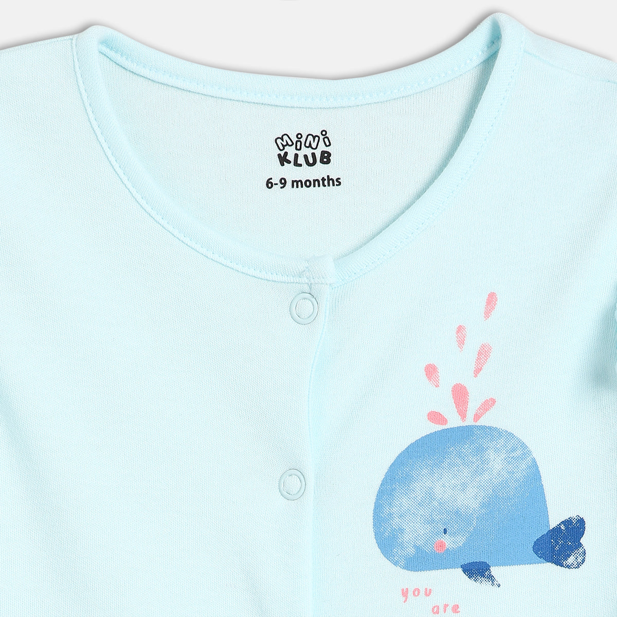 Baby Girls Whale Print Knit Rompers Pack of 2, Navy Blue and Aqua Blue