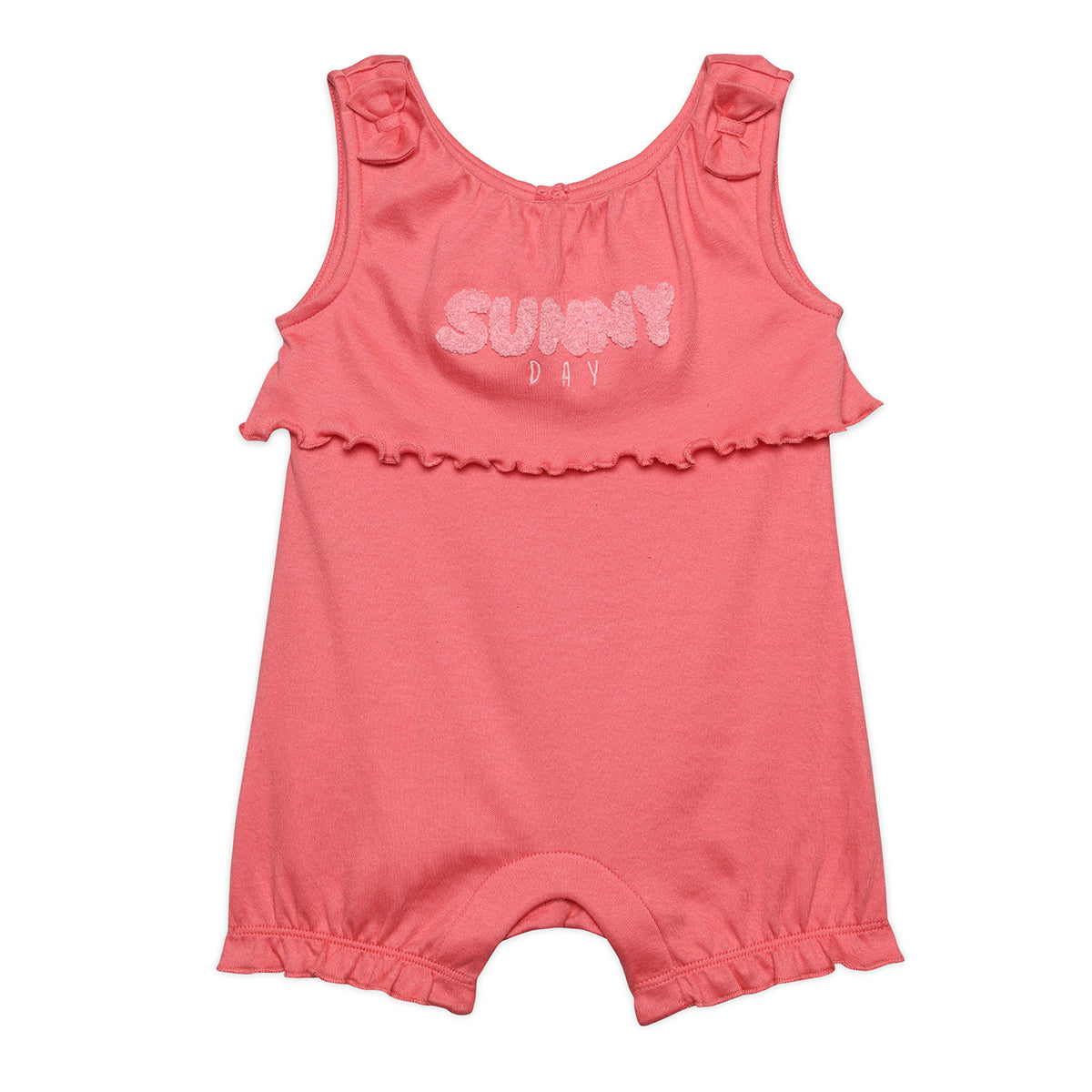 Baby Girls Text Embroidered Romper With Cap, Pink