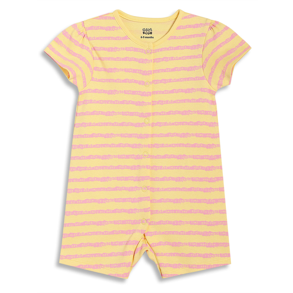 Baby Girls Floral Slogan Print Rompers Pack of 2, Pink & Yellow