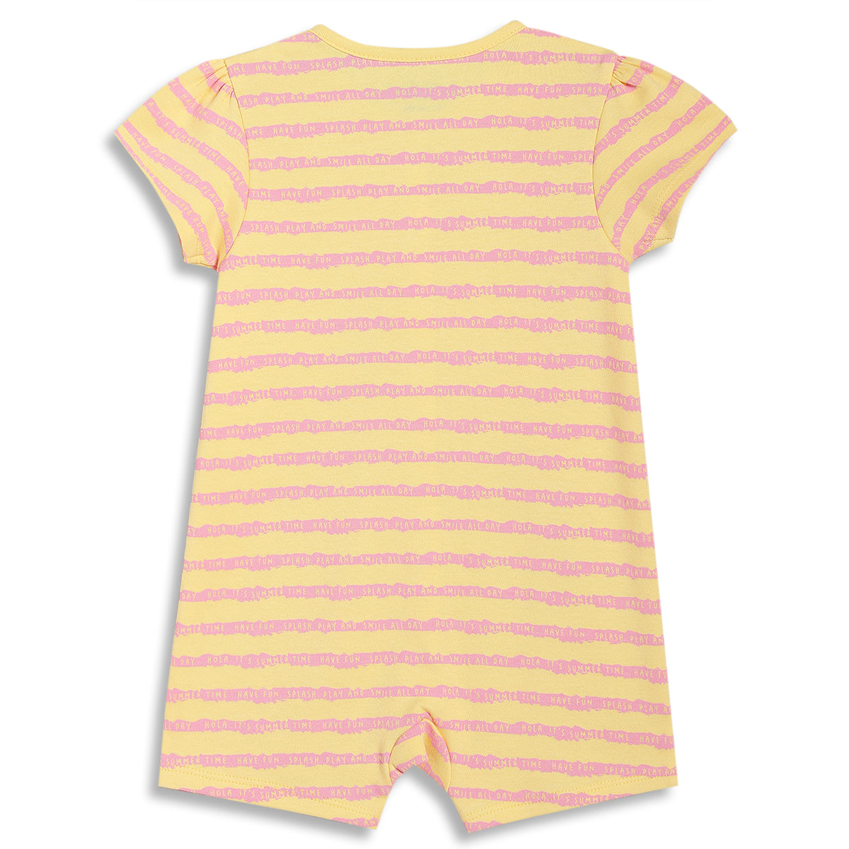 Baby Girls Floral Slogan Print Rompers Pack of 2, Pink & Yellow