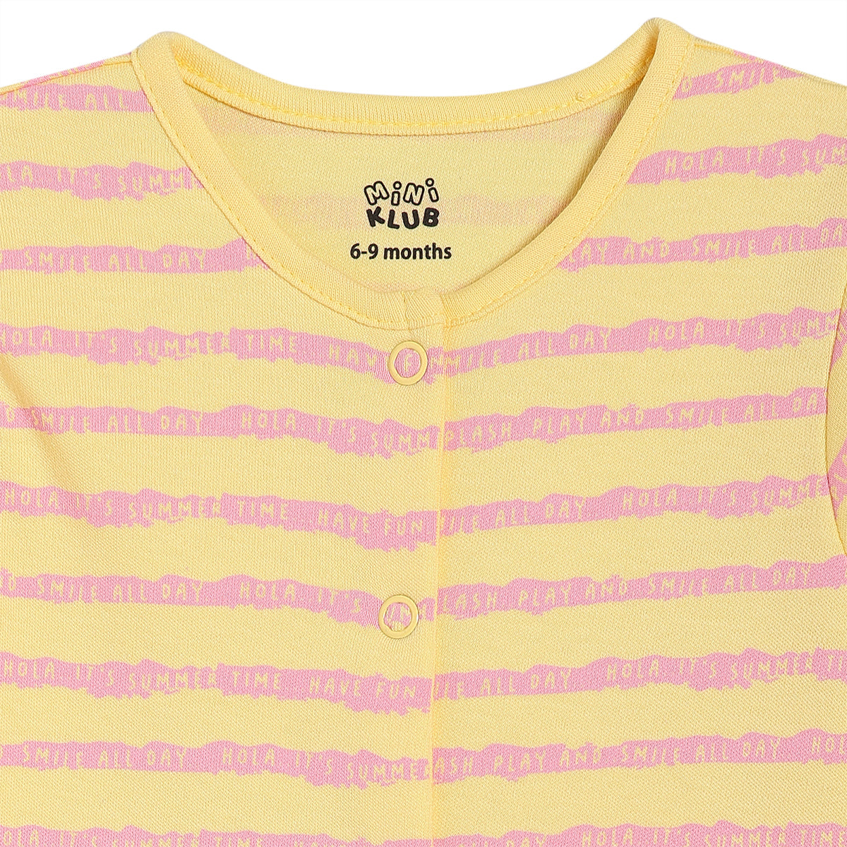 Baby Girls Floral Slogan Print Rompers Pack of 2, Pink & Yellow