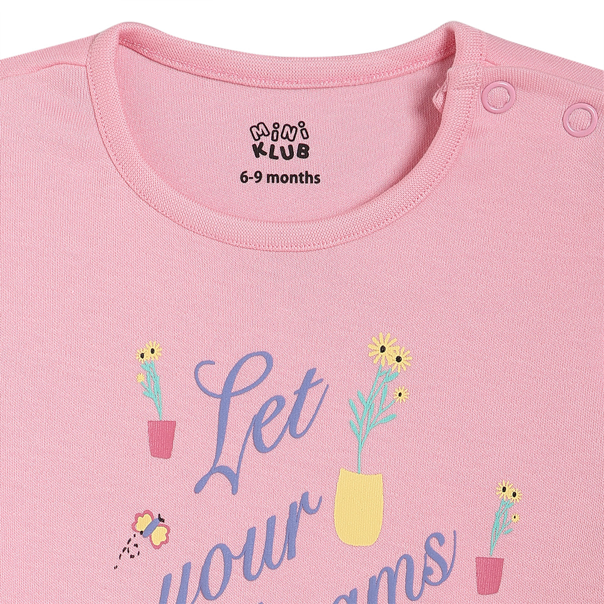 Baby Girls Floral Slogan Print Rompers Pack of 2, Pink & Yellow