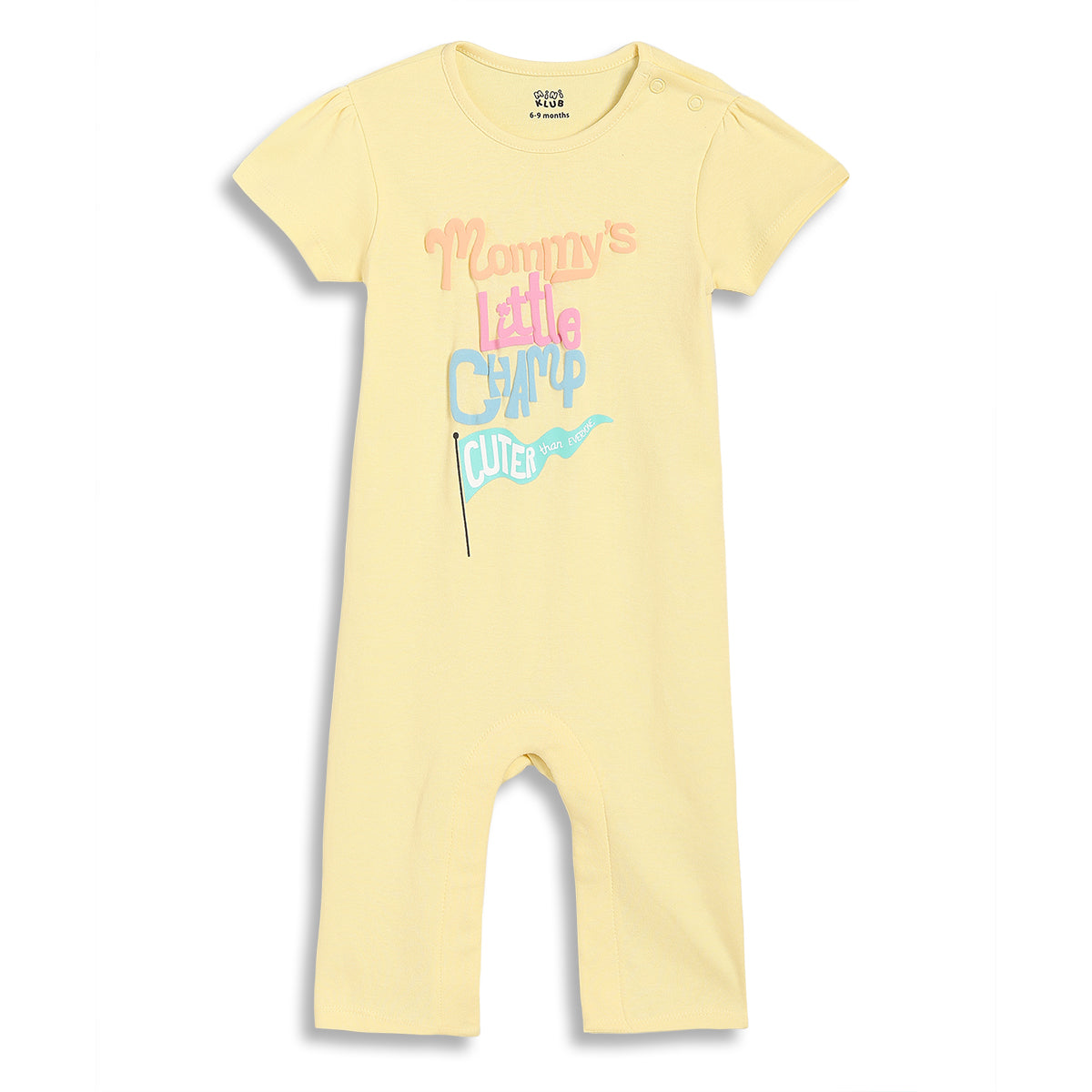 Baby Girls Typography Print and Check Pattern Rompers Pack of 2, Yellow and White