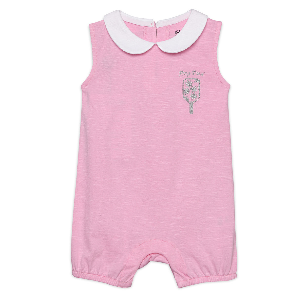 Baby Girls Floral Embroidered Romper, Pink