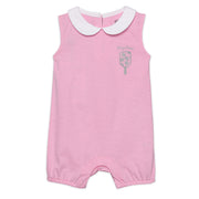 Baby Girls Floral Embroidered Romper, Pink