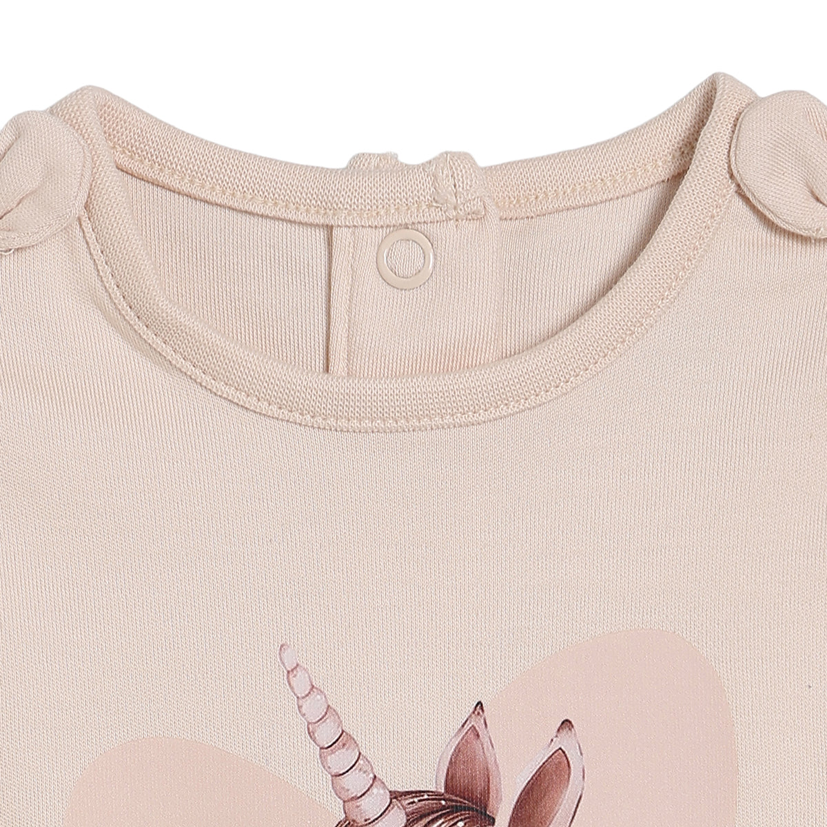 Baby Girls Unicorn Print Romper with Headband, Beige