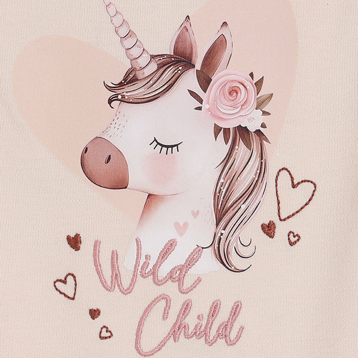 Baby Girls Unicorn Print Romper with Headband, Beige