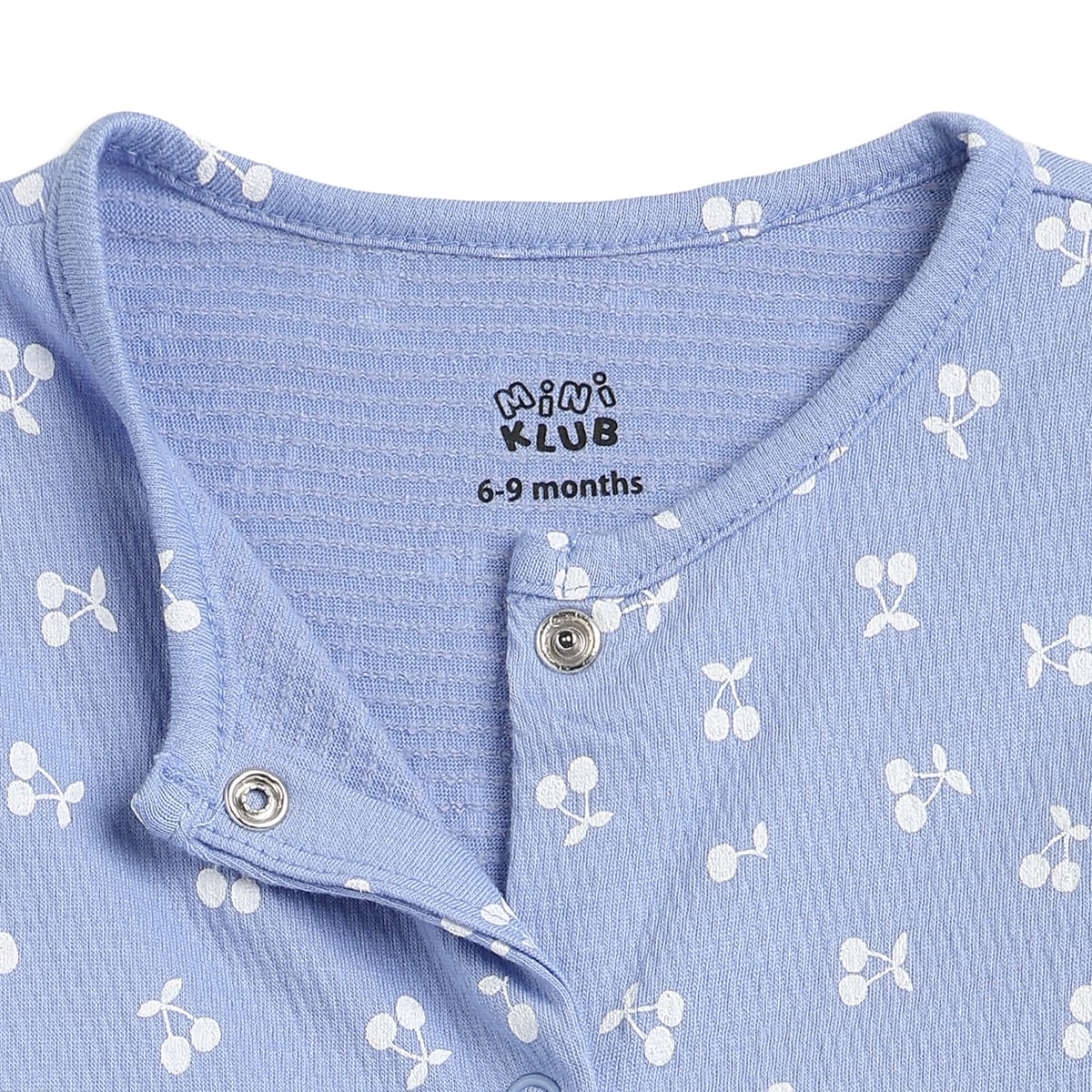 Baby Girls Blue & Cream Cotton Full Sleeves Sleepsuit Pack of 2 Regular Fit Casual Baby Sleepsuits