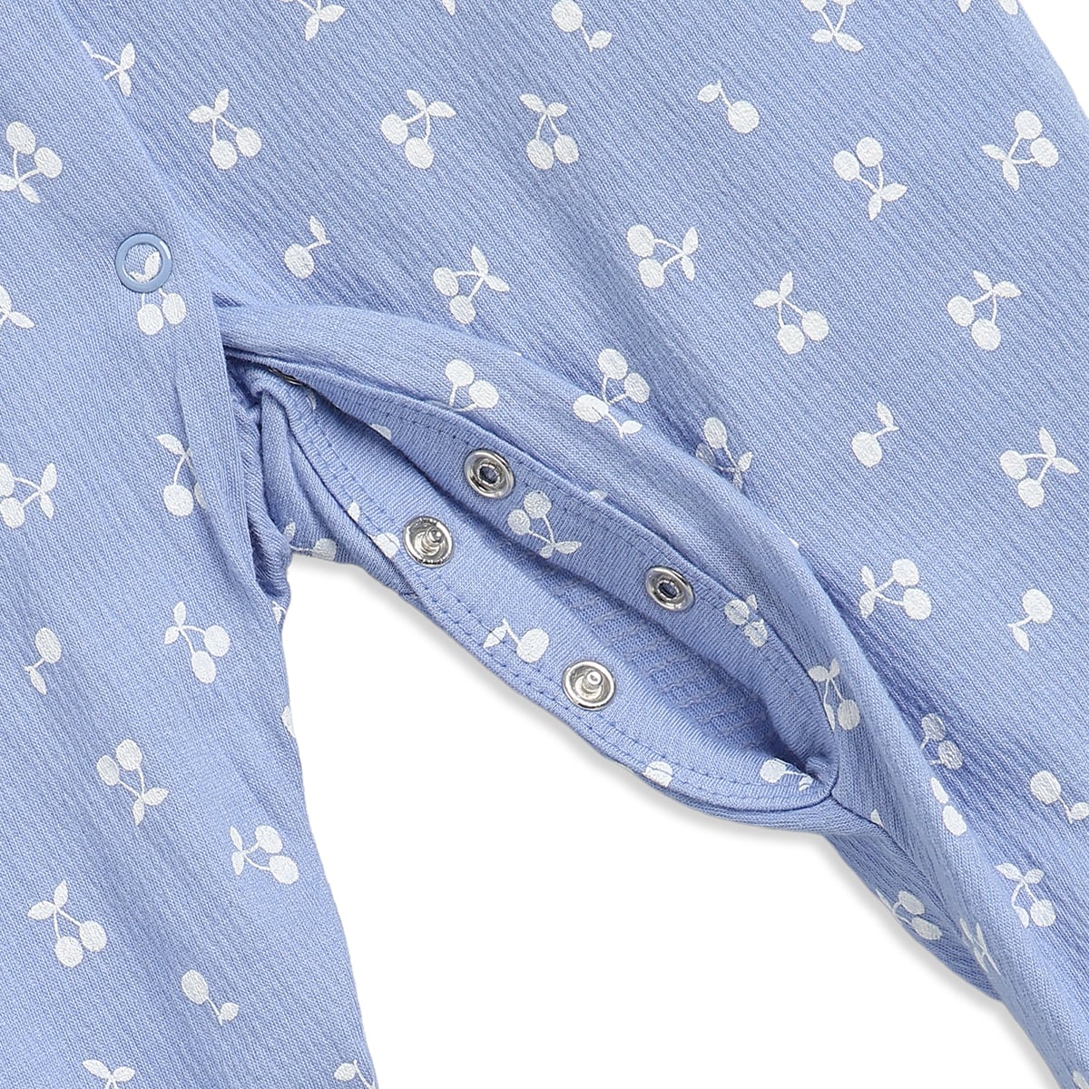 Baby Girls Blue & Cream Cotton Full Sleeves Sleepsuit Pack of 2 Regular Fit Casual Baby Sleepsuits