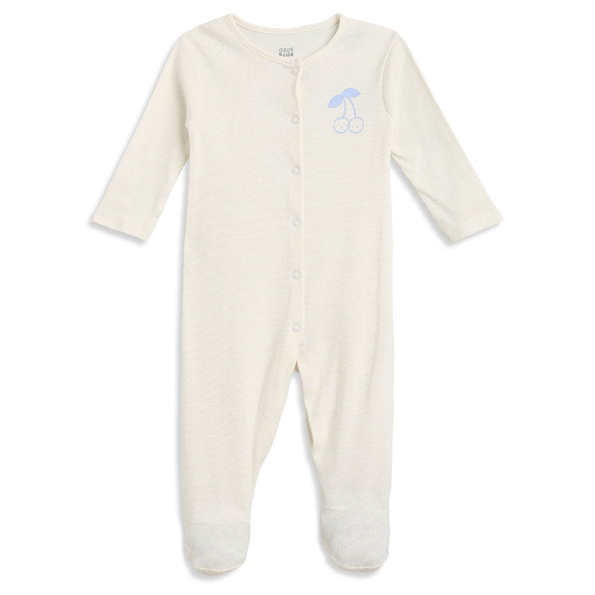 Baby Girls Blue & Cream Cotton Full Sleeves Sleepsuit Pack of 2 Regular Fit Casual Baby Sleepsuits
